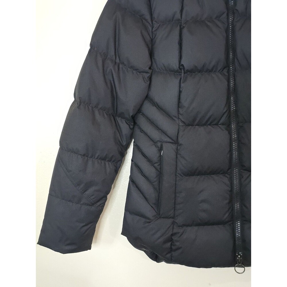 ATHLETA Downtown Puffer Jacket Parka Womens Size Small Black Zip Logo - Picture 5 of 12